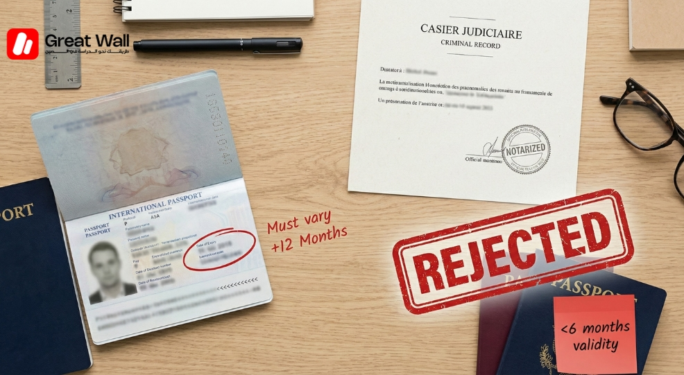 صورة احترافية مسطحة للوثائق الإلزامية الأساسية من أجل الدراسة في الصين