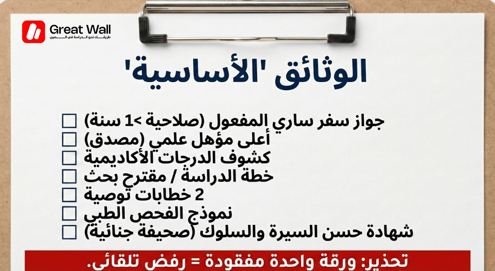 قائمة المستندات الأساسية للتقديم على منحة دراسية لـ الدراسة في الصين، تشمل الجواز والشهادات. قائمة المستندات الأساسية للتقديم على منحة دراسية لـ الدراسة في الصين، تشمل الجواز والشهادات.