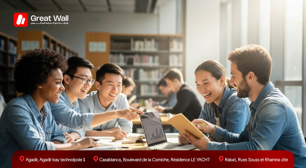 Des étudiants internationaux étudiant ensemble en Chine