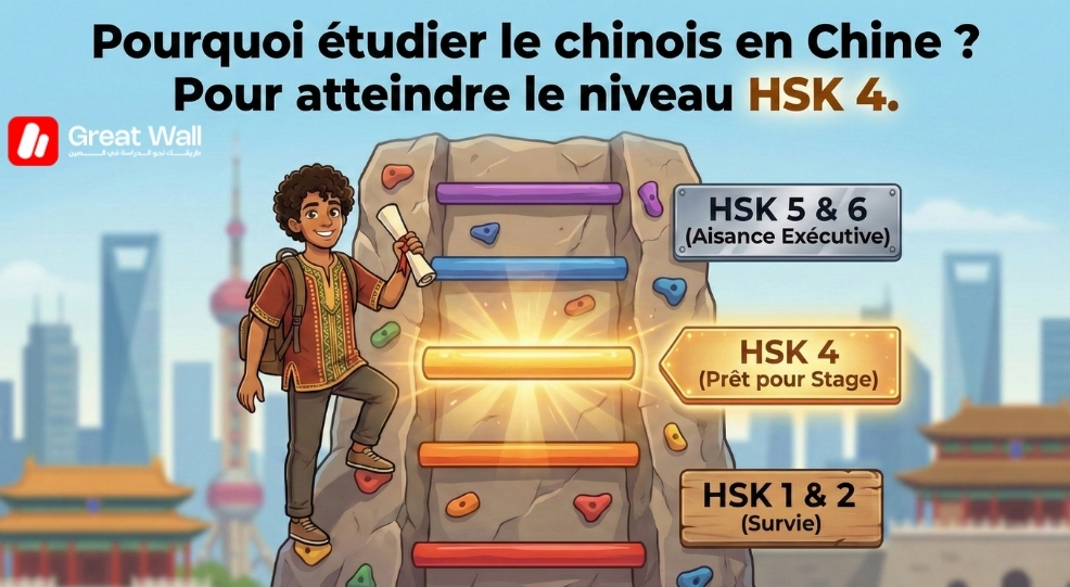 Graphique d echelle de carriere soulignant le niveau HSK 4 comme l objectif crucial pour les etudiants qui etudient la langue chinoise en Chine Graphique d echelle de carriere soulignant le niveau HSK 4 comme l objectif crucial pour les etudiants qui etudient la langue chinoise en Chine