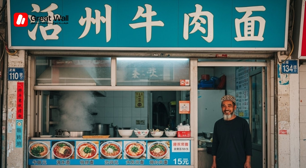 Traditional Lanzhou Lamian noodle shop, a popular and affordable Halal restaurant in China